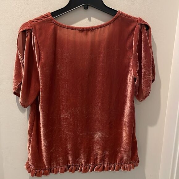 Madewell velvet blouse V-neck flutter sleeve size XS - Picture 3 of 7